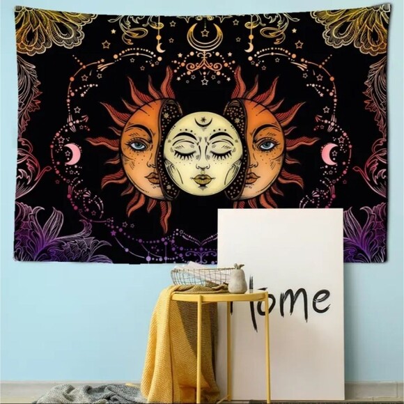 CONSTELLATION Sun Moon stars tapestry boho vibes mandala wall sheet - Picture 1 of 5